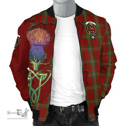 Scottish Scott Tartan Family Crest with Thistle and Scotland Map Tartan Plaid Bomber Jacket Scottish Plaid Tartan Plaid - ScotsTee - scotstee.com