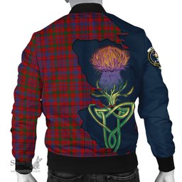 Scottish Murray of Tullibardine Tartan Family Crest with Thistle and Scotland Map Tartan Plaid Bomber Jacket Scottish Plaid Tartan Plaid - ScotsTee - scotstee.com