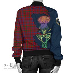Scottish Murray of Tullibardine Tartan Family Crest with Thistle and Scotland Map Tartan Plaid Bomber Jacket Scottish Plaid Tartan Plaid - ScotsTee - scotstee.com