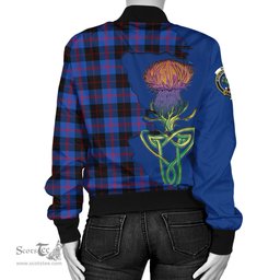 Scottish Maule Tartan Family Crest with Thistle and Scotland Map Tartan Plaid Bomber Jacket Scottish Plaid Tartan Plaid - ScotsTee - scotstee.com