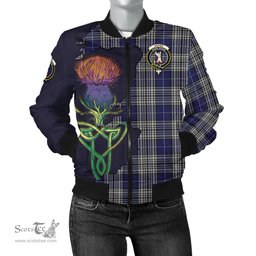 Scottish Napier Tartan Family Crest with Thistle and Scotland Map Tartan Plaid Bomber Jacket Scottish Plaid Tartan Plaid - ScotsTee - scotstee.com