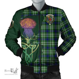 Scottish Spottiswood Tartan Family Crest with Thistle and Scotland Map Tartan Plaid Bomber Jacket Scottish Plaid Tartan Plaid - ScotsTee - scotstee.com