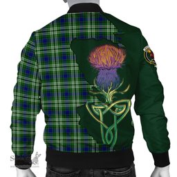 Scottish Spottiswood Tartan Family Crest with Thistle and Scotland Map Tartan Plaid Bomber Jacket Scottish Plaid Tartan Plaid - ScotsTee - scotstee.com