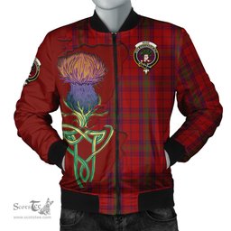 Scottish Ross Old Tartan Family Crest with Thistle and Scotland Map Tartan Plaid Bomber Jacket Scottish Plaid Tartan Plaid - ScotsTee - scotstee.com