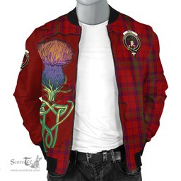 Scottish Ross Old Tartan Family Crest with Thistle and Scotland Map Tartan Plaid Bomber Jacket Scottish Plaid Tartan Plaid - ScotsTee - scotstee.com