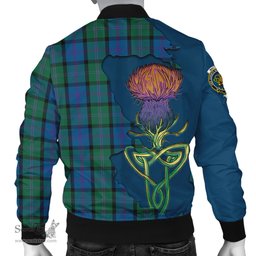 Scottish MacThomas Tartan Family Crest with Thistle and Scotland Map Tartan Plaid Bomber Jacket Scottish Plaid Tartan Plaid - ScotsTee - scotstee.com