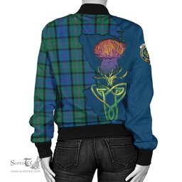 Scottish MacThomas Tartan Family Crest with Thistle and Scotland Map Tartan Plaid Bomber Jacket Scottish Plaid Tartan Plaid - ScotsTee - scotstee.com