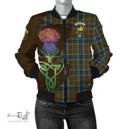 Scottish MacTavish Hunting Tartan Family Crest with Thistle and Scotland Map Tartan Plaid Bomber Jacket Scottish Plaid Tartan Plaid - ScotsTee - scotstee.com
