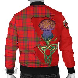 Scottish Ross Modern Tartan Family Crest with Thistle and Scotland Map Tartan Plaid Bomber Jacket Scottish Plaid Tartan Plaid - ScotsTee - scotstee.com