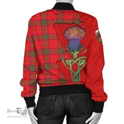 Scottish Ross Modern Tartan Family Crest with Thistle and Scotland Map Tartan Plaid Bomber Jacket Scottish Plaid Tartan Plaid - ScotsTee - scotstee.com