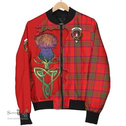 Scottish Ross Modern Tartan Family Crest with Thistle and Scotland Map Tartan Plaid Bomber Jacket Scottish Plaid Tartan Plaid - ScotsTee - scotstee.com