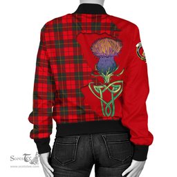 Scottish Wallace Weathered Tartan Family Crest with Thistle and Scotland Map Tartan Plaid Bomber Jacket Scottish Plaid Tartan Plaid - ScotsTee - scotstee.com