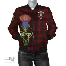 Scottish Menzies Hunting Tartan Family Crest with Thistle and Scotland Map Tartan Plaid Bomber Jacket Scottish Plaid Tartan Plaid - ScotsTee - scotstee.com