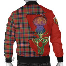 Scottish MacPherson Ancient Tartan Family Crest with Thistle and Scotland Map Tartan Plaid Bomber Jacket Scottish Plaid Tartan Plaid - ScotsTee - scotstee.com
