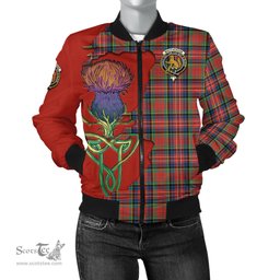 Scottish MacPherson Ancient Tartan Family Crest with Thistle and Scotland Map Tartan Plaid Bomber Jacket Scottish Plaid Tartan Plaid - ScotsTee - scotstee.com