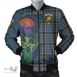 Scottish MacTavish Dress Tartan Family Crest with Thistle and Scotland Map Tartan Plaid Bomber Jacket Scottish Plaid Tartan Plaid - ScotsTee - scotstee.com