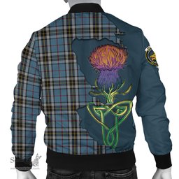 Scottish MacTavish Dress Tartan Family Crest with Thistle and Scotland Map Tartan Plaid Bomber Jacket Scottish Plaid Tartan Plaid - ScotsTee - scotstee.com