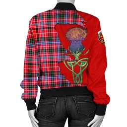 Scottish Udny Tartan Family Crest with Thistle and Scotland Map Tartan Plaid Bomber Jacket Scottish Plaid Tartan Plaid - ScotsTee - scotstee.com