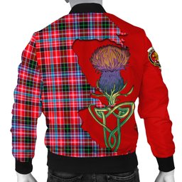 Scottish Udny Tartan Family Crest with Thistle and Scotland Map Tartan Plaid Bomber Jacket Scottish Plaid Tartan Plaid - ScotsTee - scotstee.com