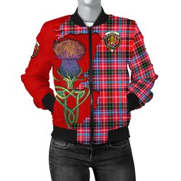Scottish Udny Tartan Family Crest with Thistle and Scotland Map Tartan Plaid Bomber Jacket Scottish Plaid Tartan Plaid - ScotsTee - scotstee.com
