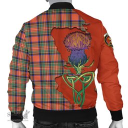 Scottish Stewart Royal Ancient Tartan Family Crest with Thistle and Scotland Map Tartan Plaid Bomber Jacket Scottish Plaid Tartan Plaid - ScotsTee - scotstee.com