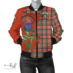 Scottish Stewart Royal Ancient Tartan Family Crest with Thistle and Scotland Map Tartan Plaid Bomber Jacket Scottish Plaid Tartan Plaid - ScotsTee - scotstee.com