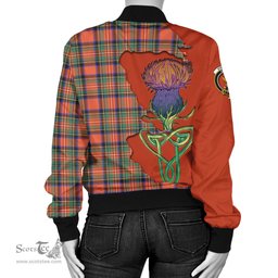 Scottish Stewart Royal Ancient Tartan Family Crest with Thistle and Scotland Map Tartan Plaid Bomber Jacket Scottish Plaid Tartan Plaid - ScotsTee - scotstee.com