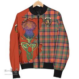 Scottish Stewart Royal Ancient Tartan Family Crest with Thistle and Scotland Map Tartan Plaid Bomber Jacket Scottish Plaid Tartan Plaid - ScotsTee - scotstee.com
