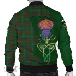 Scottish Shaw of Tordarroch Green Hunting Tartan Family Crest with Thistle and Scotland Map Tartan Plaid Bomber Jacket Scottish Plaid Tartan Plaid - ScotsTee - scotstee.com