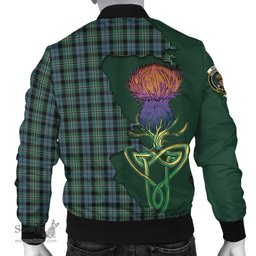 Scottish Melville Tartan Family Crest with Thistle and Scotland Map Tartan Plaid Bomber Jacket Scottish Plaid Tartan Plaid - ScotsTee - scotstee.com