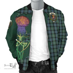 Scottish Melville Tartan Family Crest with Thistle and Scotland Map Tartan Plaid Bomber Jacket Scottish Plaid Tartan Plaid - ScotsTee - scotstee.com