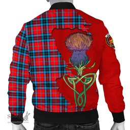 Scottish MacTavish Modern Tartan Family Crest with Thistle and Scotland Map Tartan Plaid Bomber Jacket Scottish Plaid Tartan Plaid - ScotsTee - scotstee.com