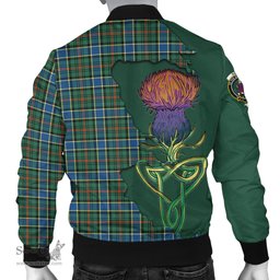 Scottish Ogilvie (Ogilvy) Hunting Ancient Tartan Family Crest with Thistle and Scotland Map Tartan Plaid Bomber Jacket Scottish Plaid Tartan Plaid - ScotsTee - scotstee.com