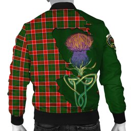 Scottish Pollock Modern Tartan Family Crest with Thistle and Scotland Map Tartan Plaid Bomber Jacket Scottish Plaid Tartan Plaid - ScotsTee - scotstee.com