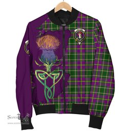Scottish Taylor Tartan Family Crest with Thistle and Scotland Map Tartan Plaid Bomber Jacket Scottish Plaid Tartan Plaid - ScotsTee - scotstee.com