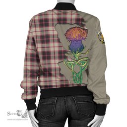 Scottish MacPherson Hunting Ancient Tartan Family Crest with Thistle and Scotland Map Tartan Plaid Bomber Jacket Scottish Plaid Tartan Plaid - ScotsTee - scotstee.com