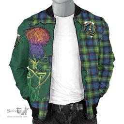 Scottish Watson Ancient Tartan Family Crest with Thistle and Scotland Map Tartan Plaid Bomber Jacket Scottish Plaid Tartan Plaid - ScotsTee - scotstee.com