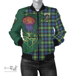 Scottish Watson Ancient Tartan Family Crest with Thistle and Scotland Map Tartan Plaid Bomber Jacket Scottish Plaid Tartan Plaid - ScotsTee - scotstee.com