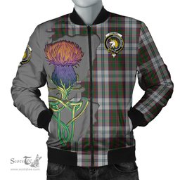 Scottish Stewart of Appin Dress Tartan Family Crest with Thistle and Scotland Map Tartan Plaid Bomber Jacket Scottish Plaid Tartan Plaid - ScotsTee - scotstee.com
