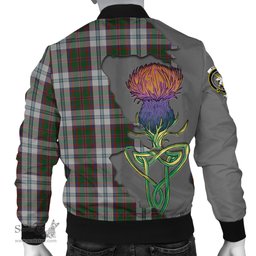 Scottish Stewart of Appin Dress Tartan Family Crest with Thistle and Scotland Map Tartan Plaid Bomber Jacket Scottish Plaid Tartan Plaid - ScotsTee - scotstee.com