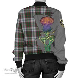 Scottish Stewart of Appin Dress Tartan Family Crest with Thistle and Scotland Map Tartan Plaid Bomber Jacket Scottish Plaid Tartan Plaid - ScotsTee - scotstee.com