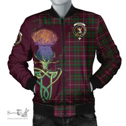 Scottish Stewart of Bute Hunting Tartan Family Crest with Thistle and Scotland Map Tartan Plaid Bomber Jacket Scottish Plaid Tartan Plaid - ScotsTee - scotstee.com