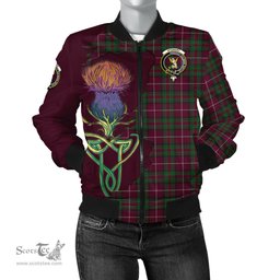 Scottish Stewart of Bute Hunting Tartan Family Crest with Thistle and Scotland Map Tartan Plaid Bomber Jacket Scottish Plaid Tartan Plaid - ScotsTee - scotstee.com