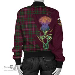 Scottish Stewart of Bute Hunting Tartan Family Crest with Thistle and Scotland Map Tartan Plaid Bomber Jacket Scottish Plaid Tartan Plaid - ScotsTee - scotstee.com
