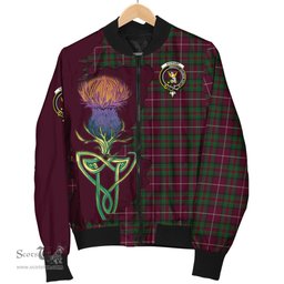 Scottish Stewart of Bute Hunting Tartan Family Crest with Thistle and Scotland Map Tartan Plaid Bomber Jacket Scottish Plaid Tartan Plaid - ScotsTee - scotstee.com