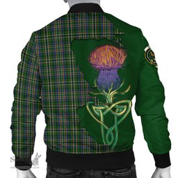 Scottish Scott Green Tartan Family Crest with Thistle and Scotland Map Tartan Plaid Bomber Jacket Scottish Plaid Tartan Plaid - ScotsTee - scotstee.com