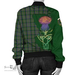 Scottish Scott Green Tartan Family Crest with Thistle and Scotland Map Tartan Plaid Bomber Jacket Scottish Plaid Tartan Plaid - ScotsTee - scotstee.com