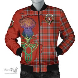 Scottish Robertson Weathered Tartan Family Crest with Thistle and Scotland Map Tartan Plaid Bomber Jacket Scottish Plaid Tartan Plaid - ScotsTee - scotstee.com