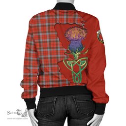 Scottish Robertson Weathered Tartan Family Crest with Thistle and Scotland Map Tartan Plaid Bomber Jacket Scottish Plaid Tartan Plaid - ScotsTee - scotstee.com
