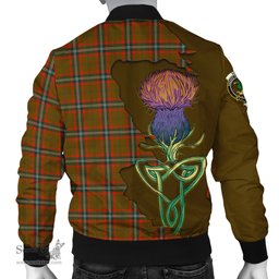 Scottish Seton Hunting Modern Tartan Family Crest with Thistle and Scotland Map Tartan Plaid Bomber Jacket Scottish Plaid Tartan Plaid - ScotsTee - scotstee.com